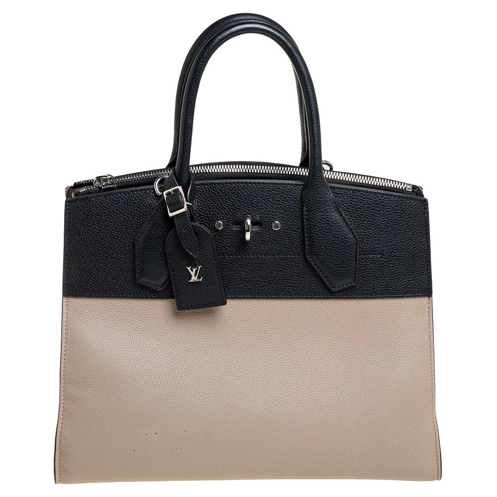 Louis Vuitton Beige/Black Leather City Steamer MM Bag
