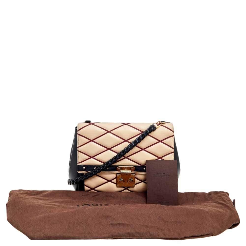 Louis Vuitton Beige/Black Leather Malletage Pochette Flap Bag 6