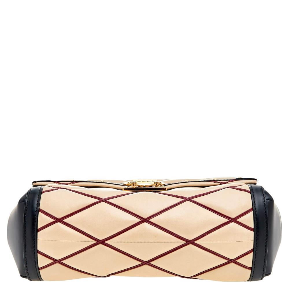Louis Vuitton Beige/Black Leather Malletage Pochette Flap Bag 2