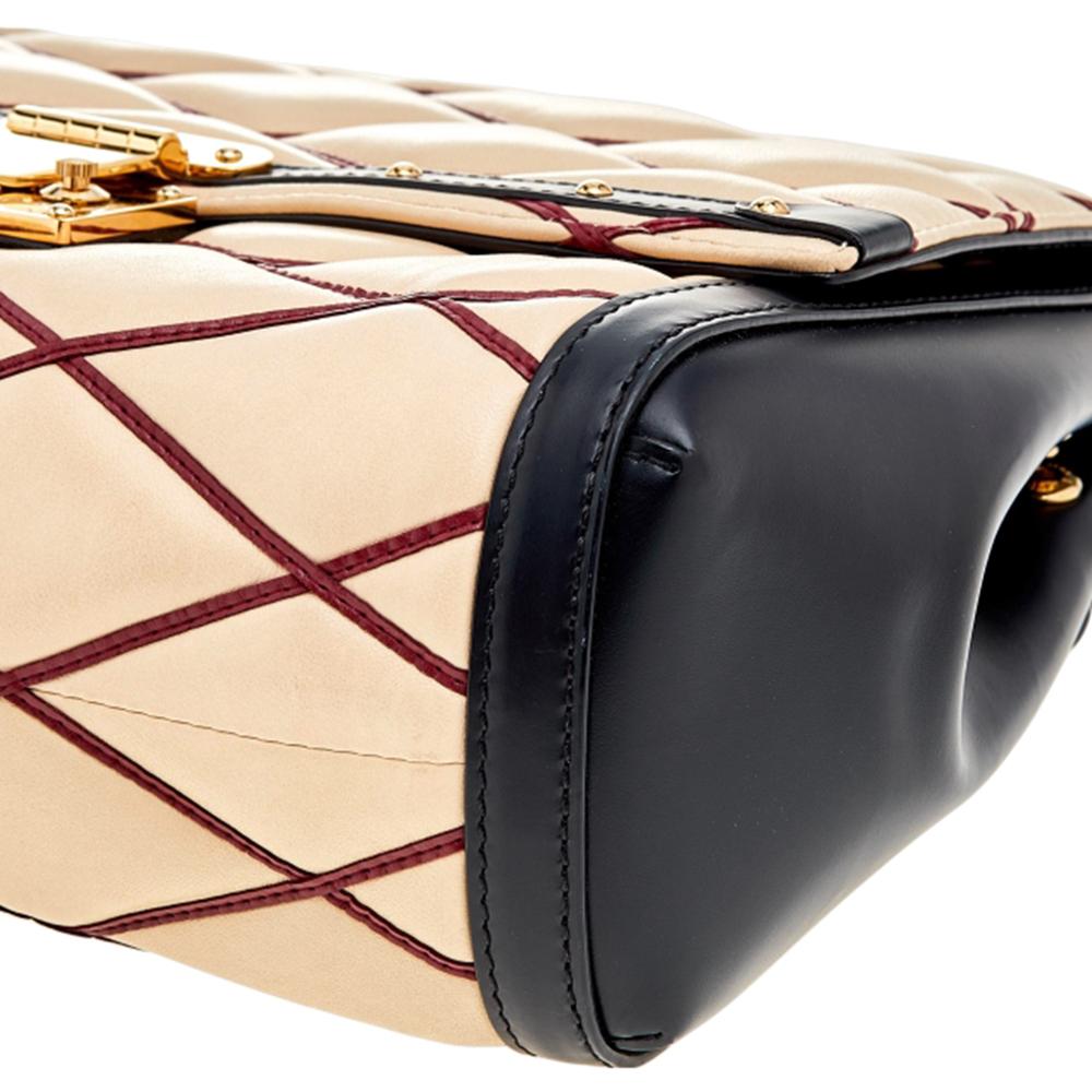 Louis Vuitton Beige/Black Leather Malletage Pochette Flap Bag 1
