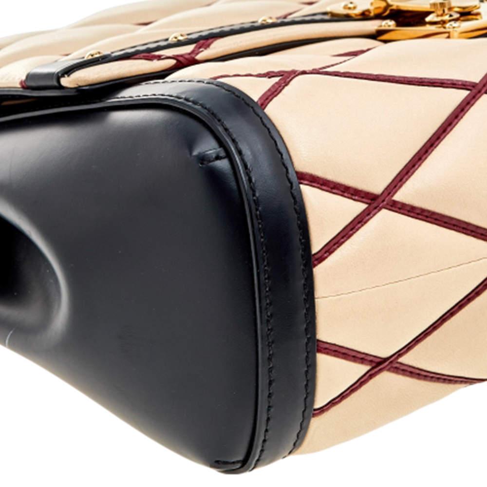 Louis Vuitton Beige/Black Leather Malletage Pochette Flap Bag 4