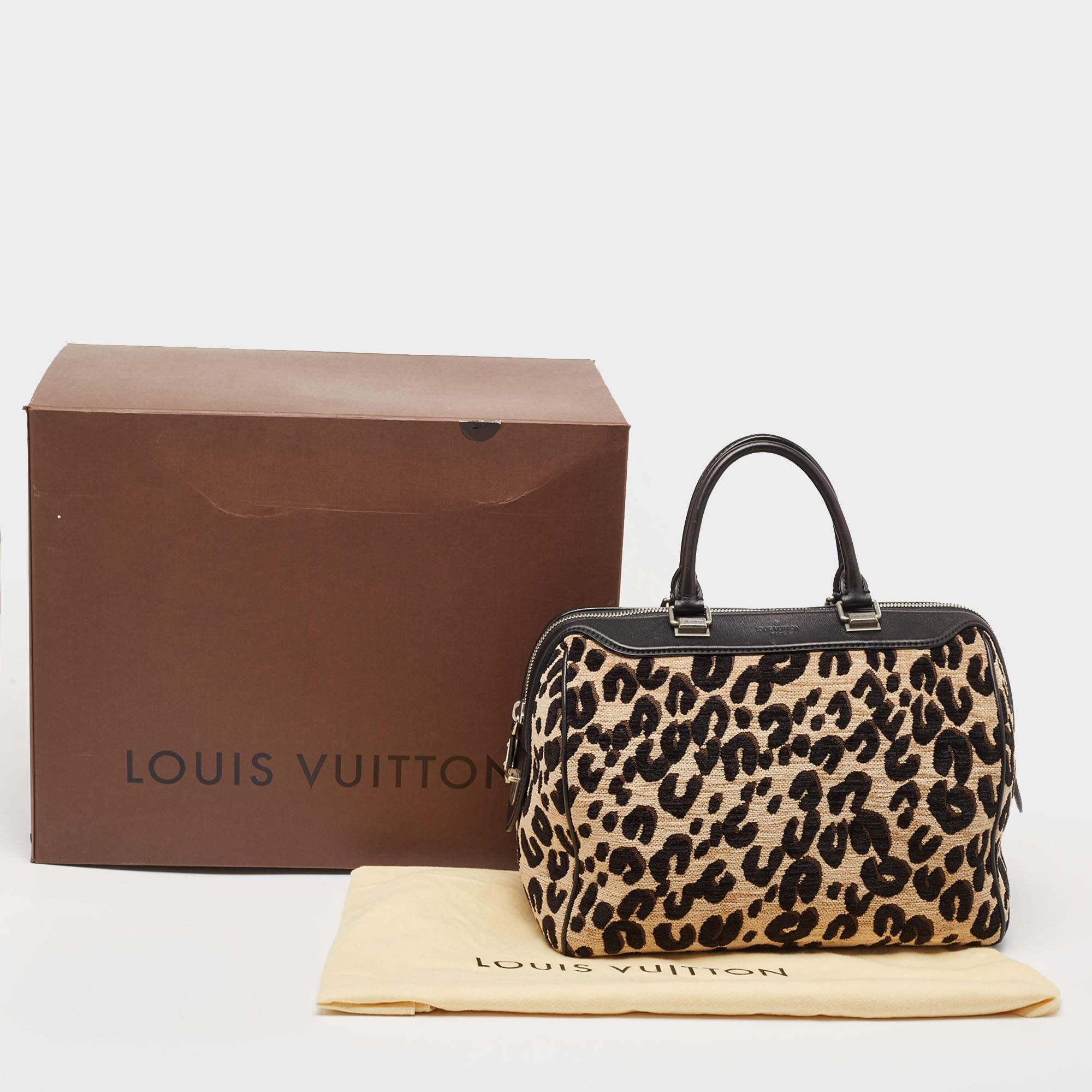 Louis Vuitton Beige/Black Leopard Print Jacquard Velvet Stephen Sprouse Speedy B For Sale 7