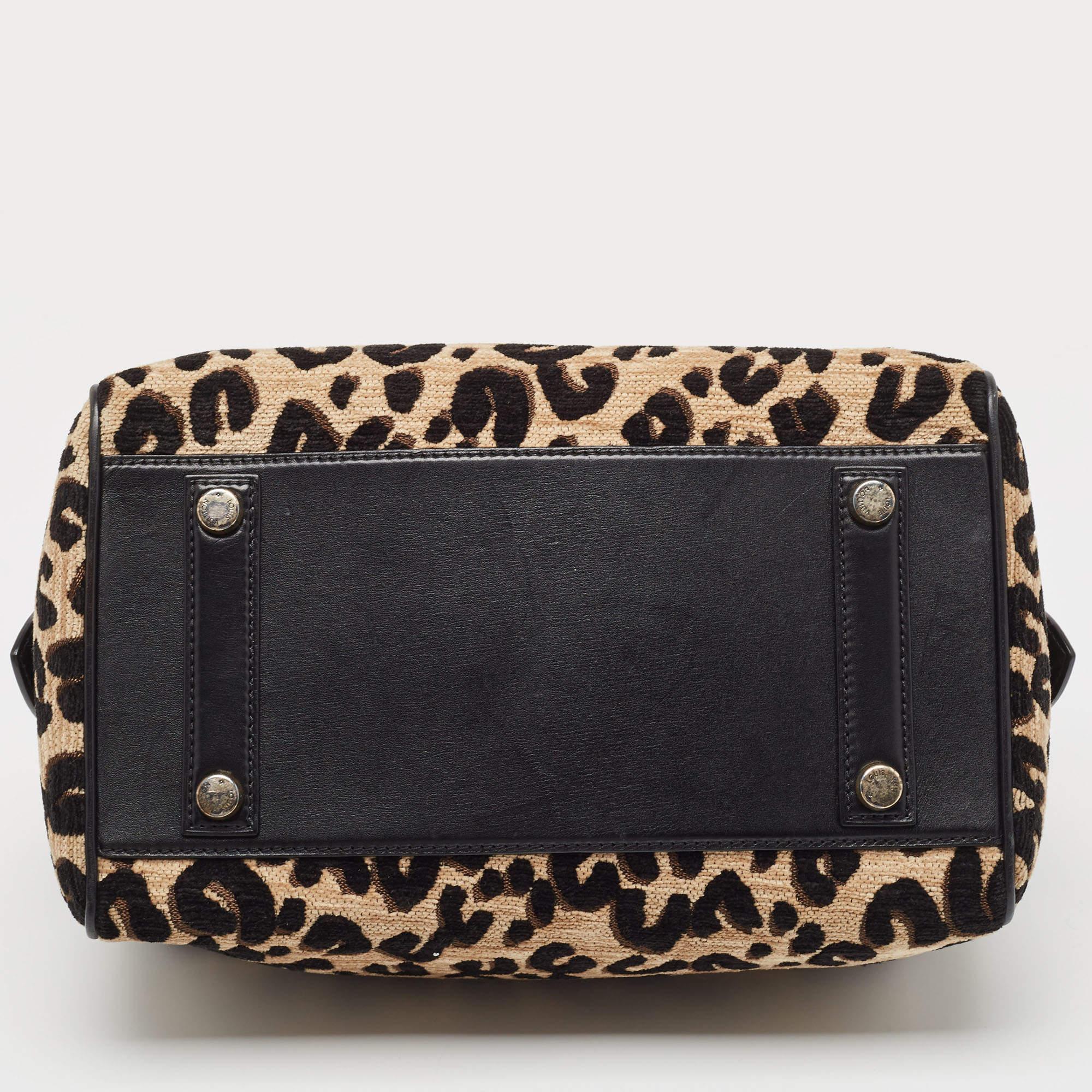 Louis Vuitton Beige/Black Leopard Print Jacquard Velvet Stephen Sprouse Speedy B For Sale 1