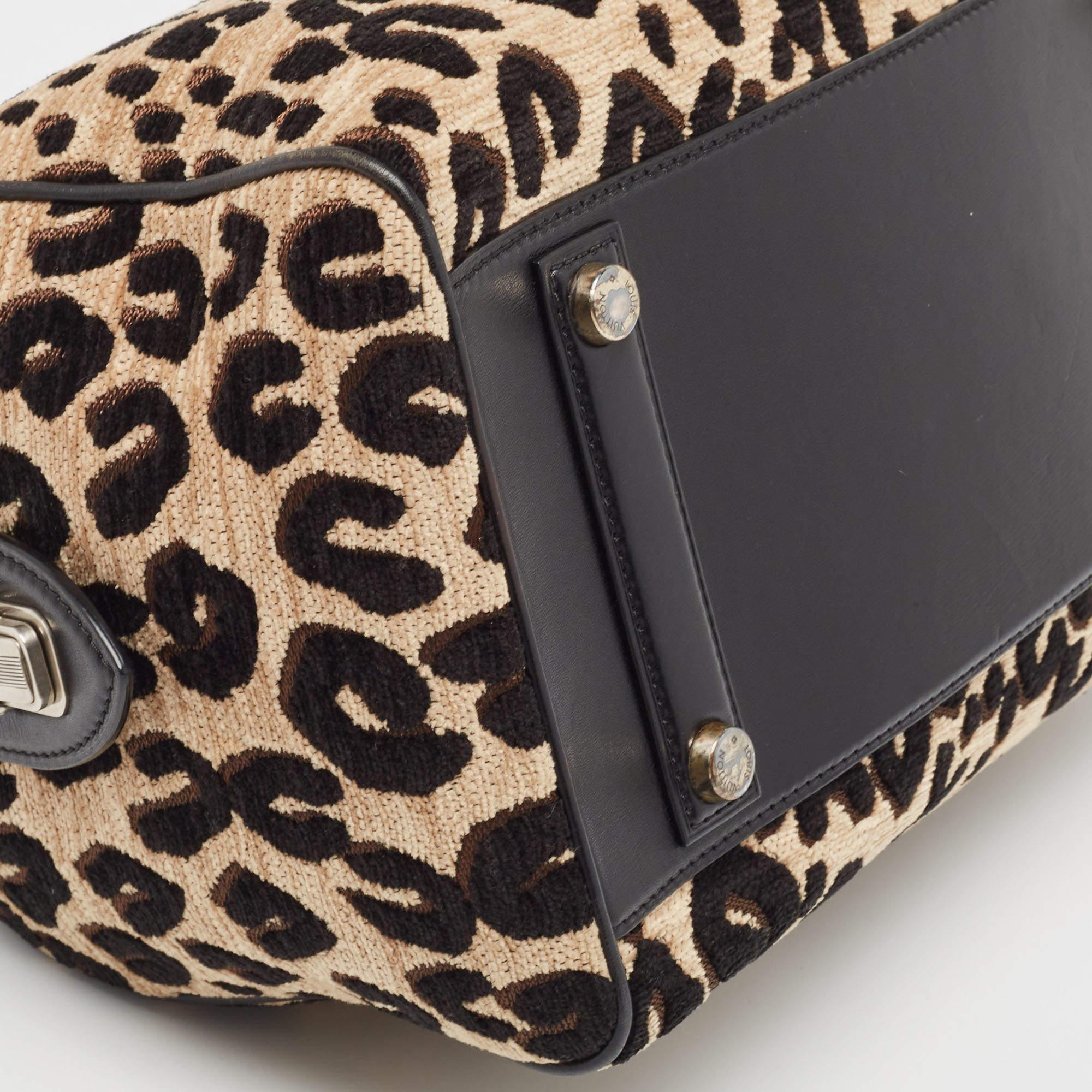 Louis Vuitton Beige/Black Leopard Print Velvet Stephen Sprouse Speedy Bag 1