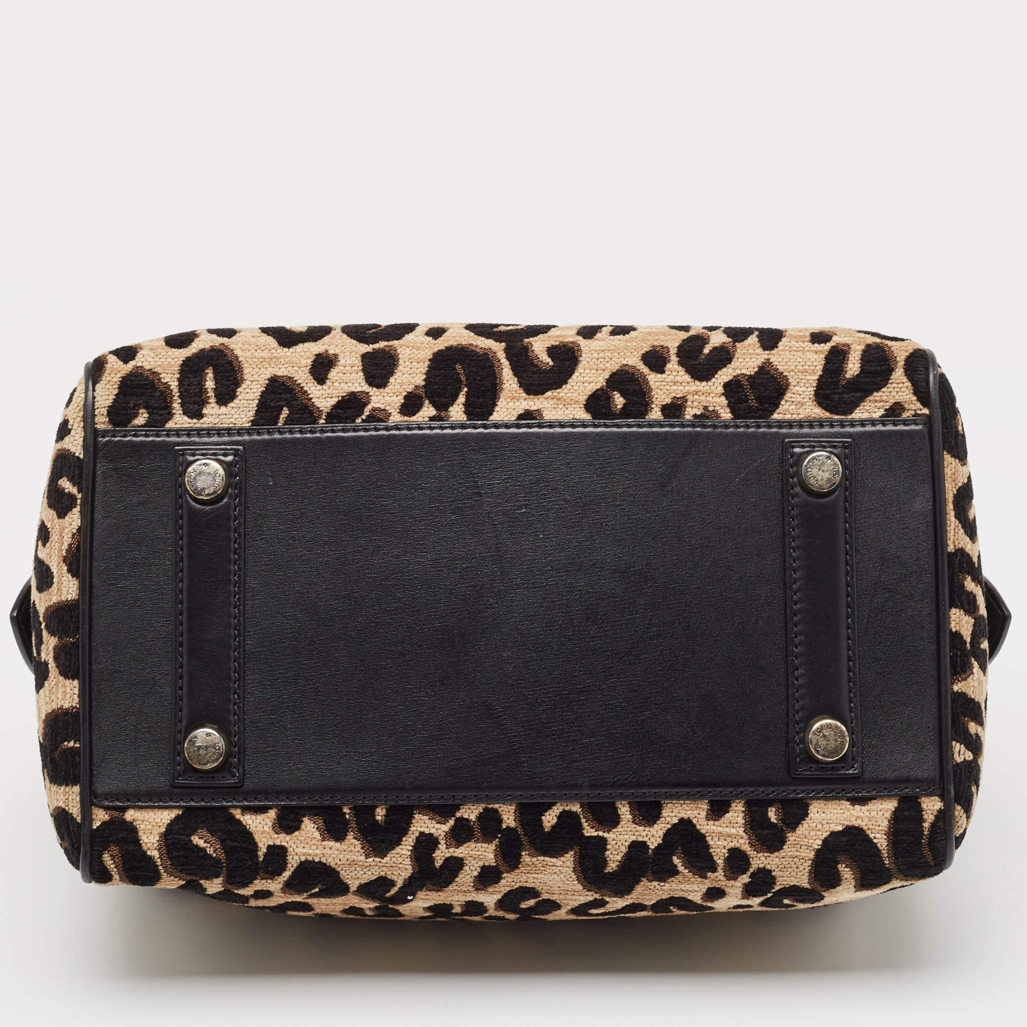 Louis Vuitton Beige/Black Leopard Print Velvet Stephen Sprouse Speedy Bag 2