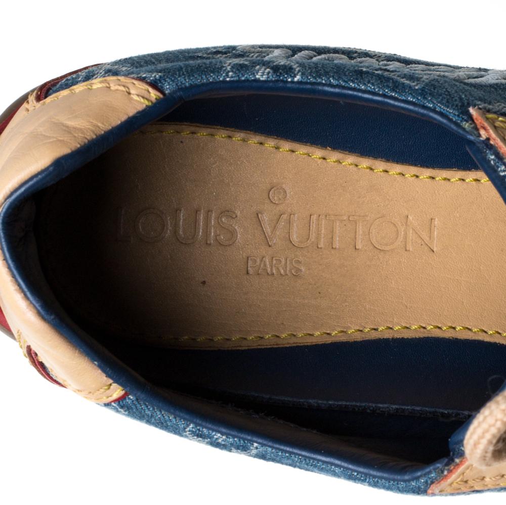 Women's Louis Vuitton Beige/Blue Monogram Denim And Leather Low Top Sneakers Size 36