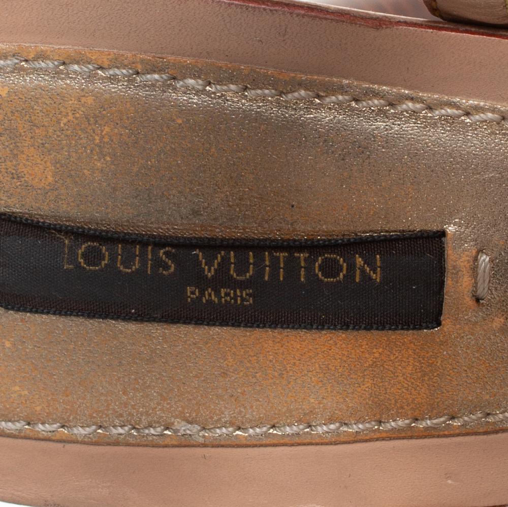 Louis Vuitton Beige/Blue Monogram Denim Floral Platform Strappy Sandals Size 39 2