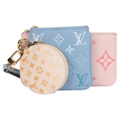 Louis Vuitton Beige, Blue & Pink Pastel Monogram Empreinte Leather Pochette Trio
