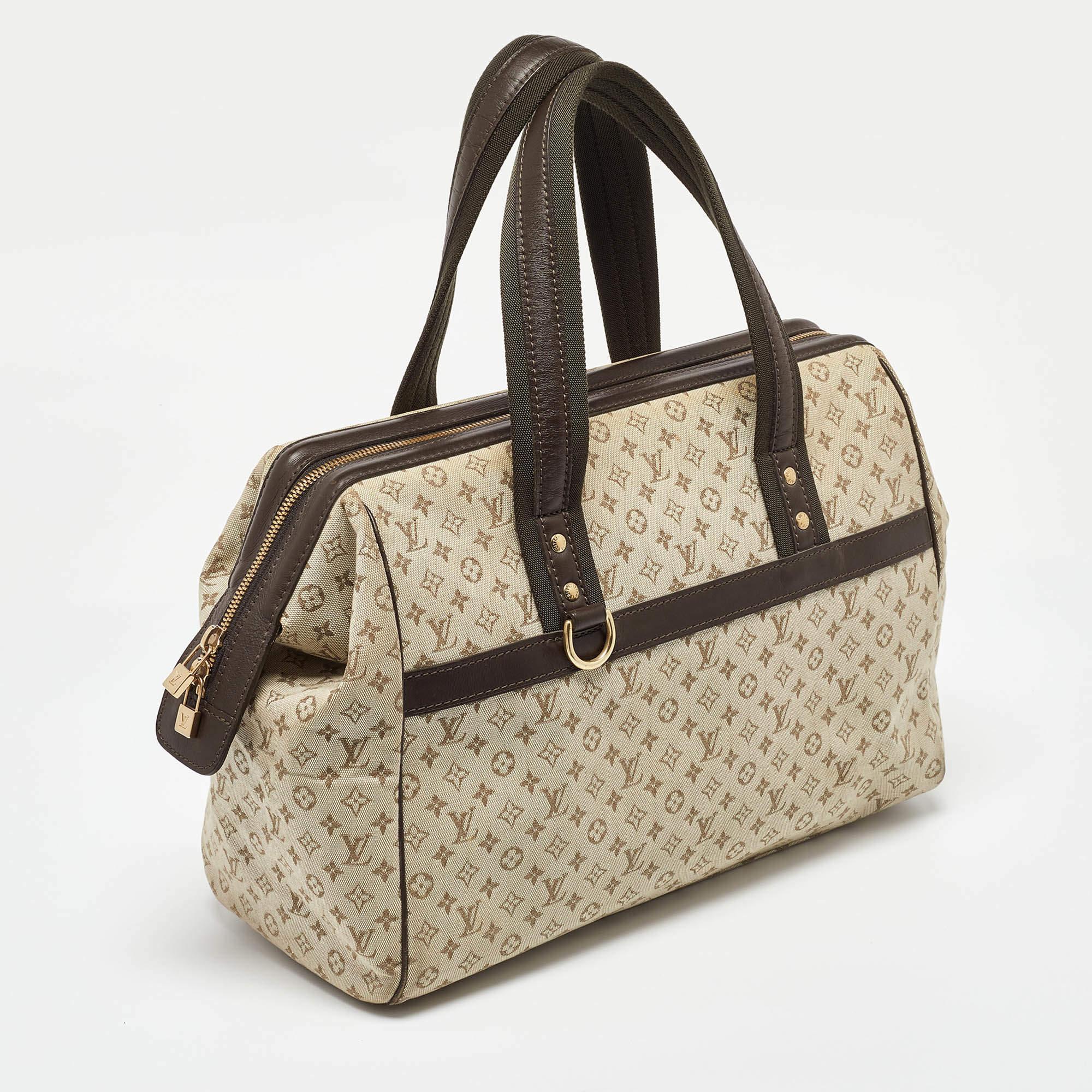 Louis Vuitton Beige/Brown Monogram Mini Lin Canvas Josephine GM Bag In Fair Condition In Dubai, Al Qouz 2