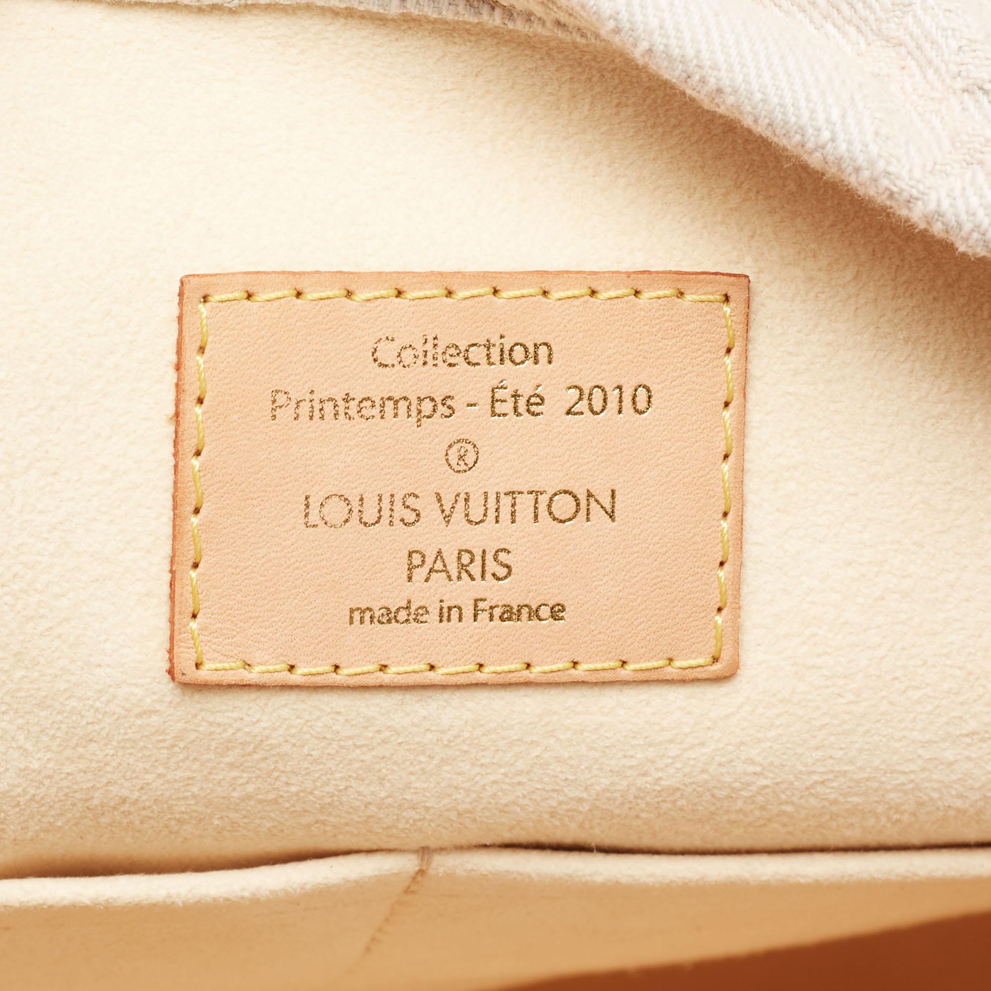 Louis Vuitton Beige/Burgundy Monogram Denim Sunrise Bag In Good Condition In Dubai, Al Qouz 2