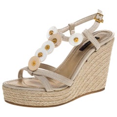 Louis Vuitton LV wedge sandals new Beige Leather ref.274862 - Joli Closet