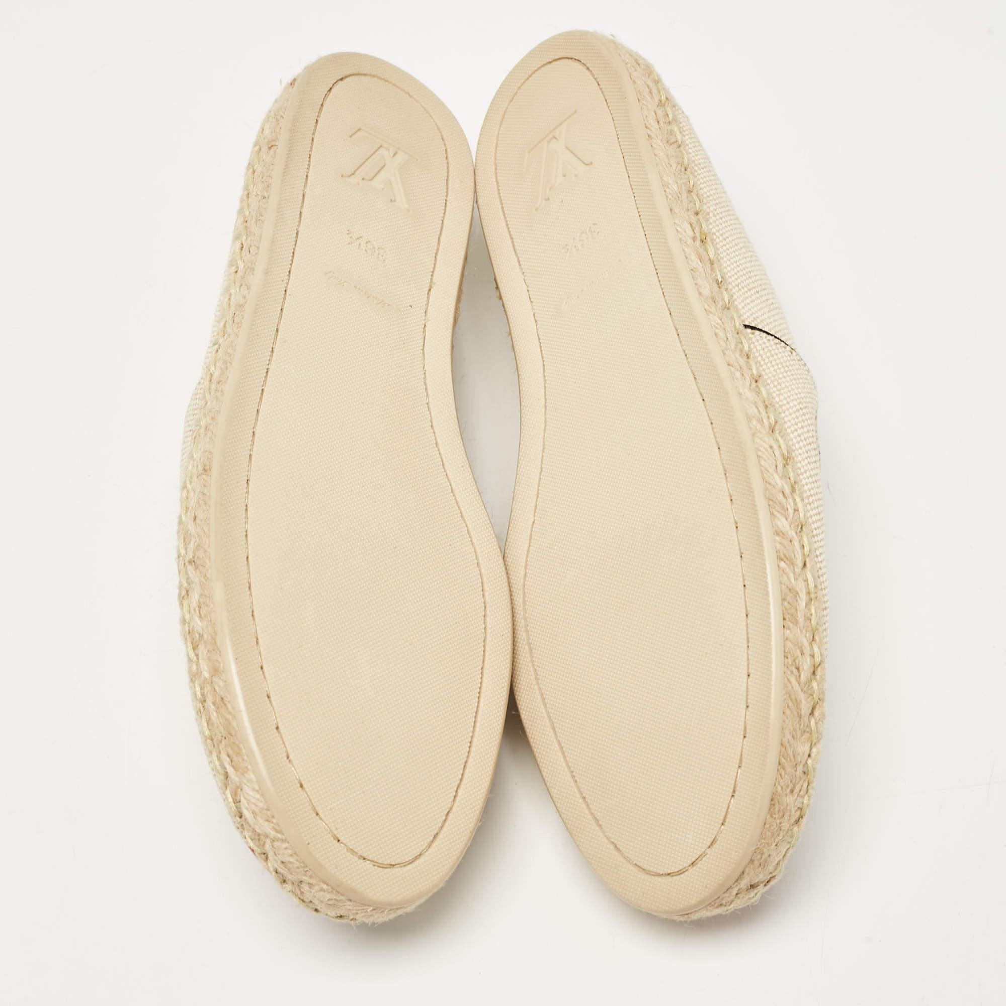 Louis Vuitton Beige Canvas Postcard Espadrille Flats Size 36.5 2
