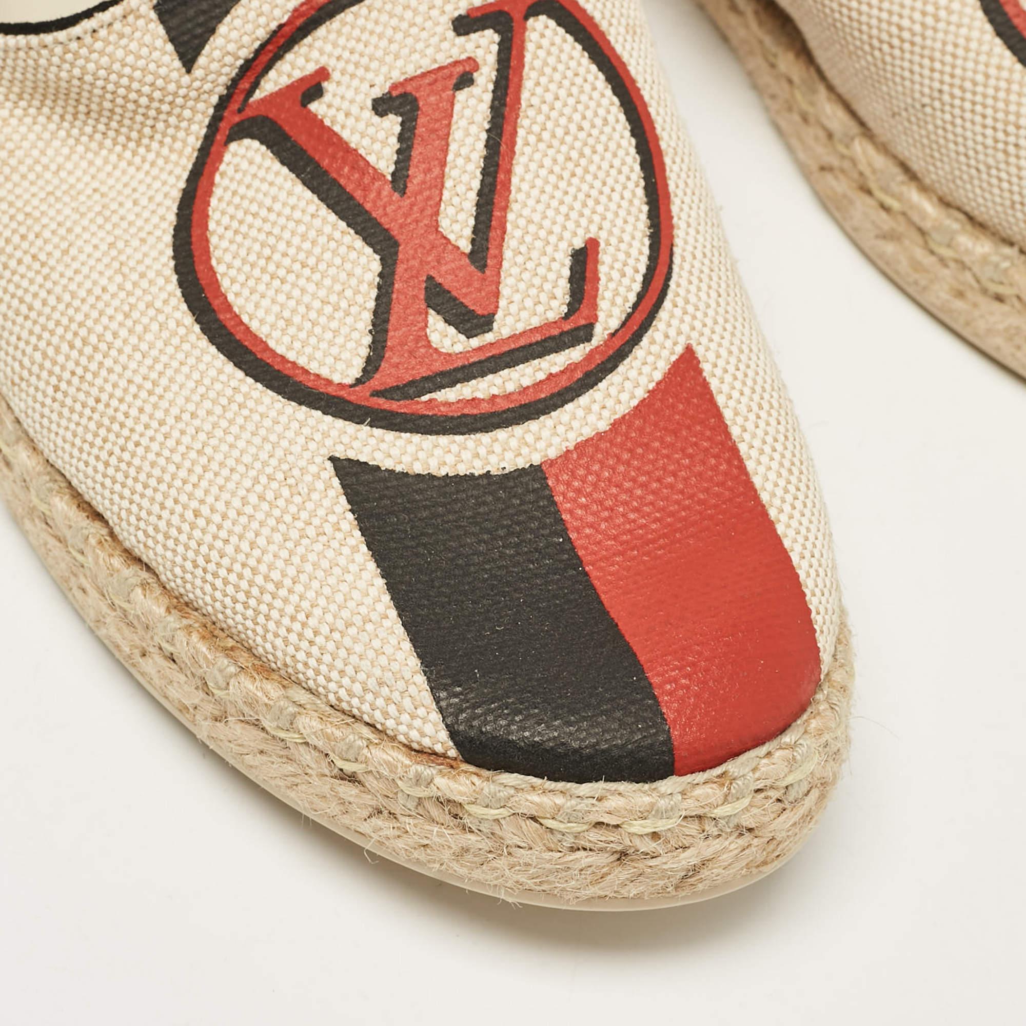 Louis Vuitton Beige Canvas Postcard Espadrille Flats Size 36.5 3