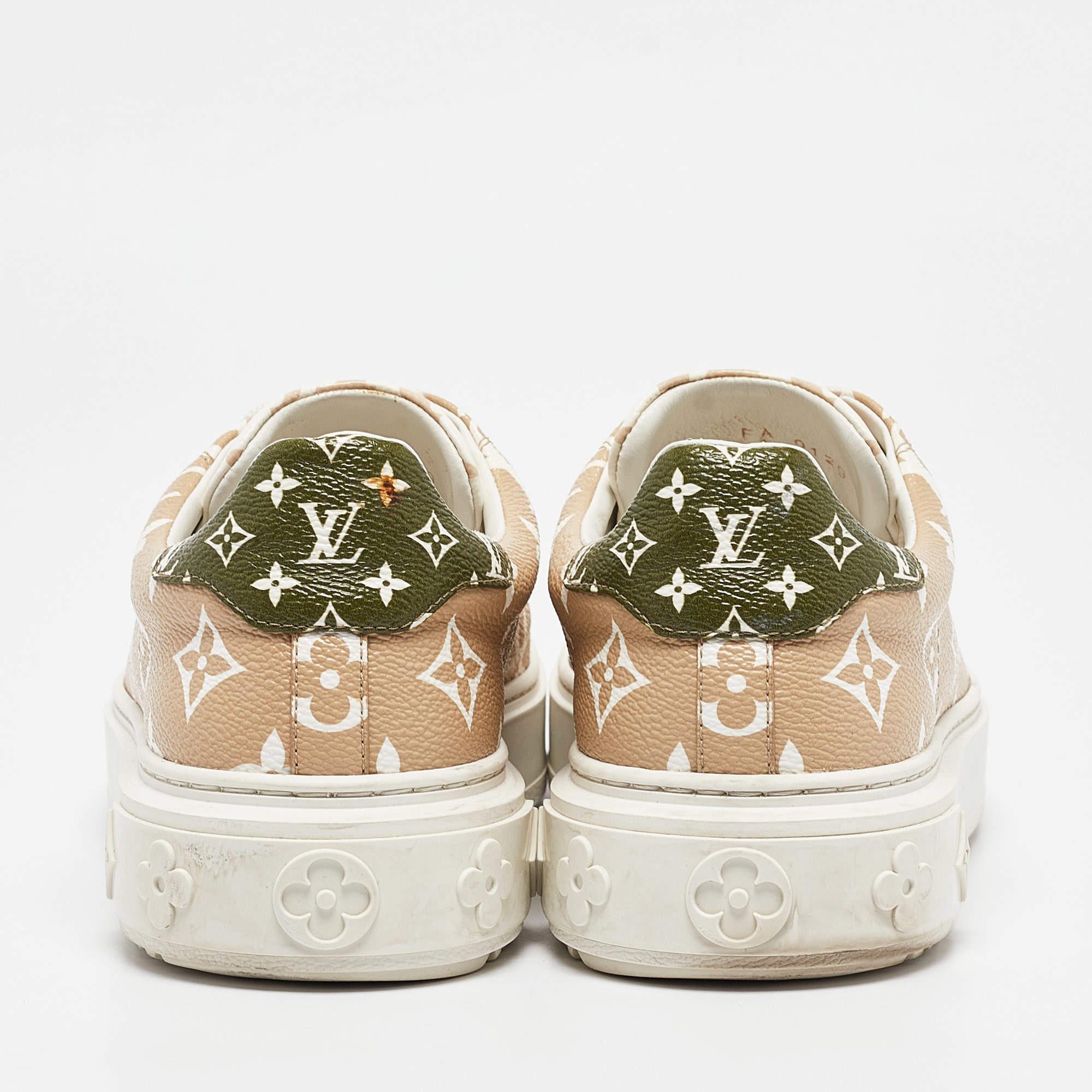 Louis Vuitton Beige Canvas Time Out Lace Up Sneakers Size 38 1