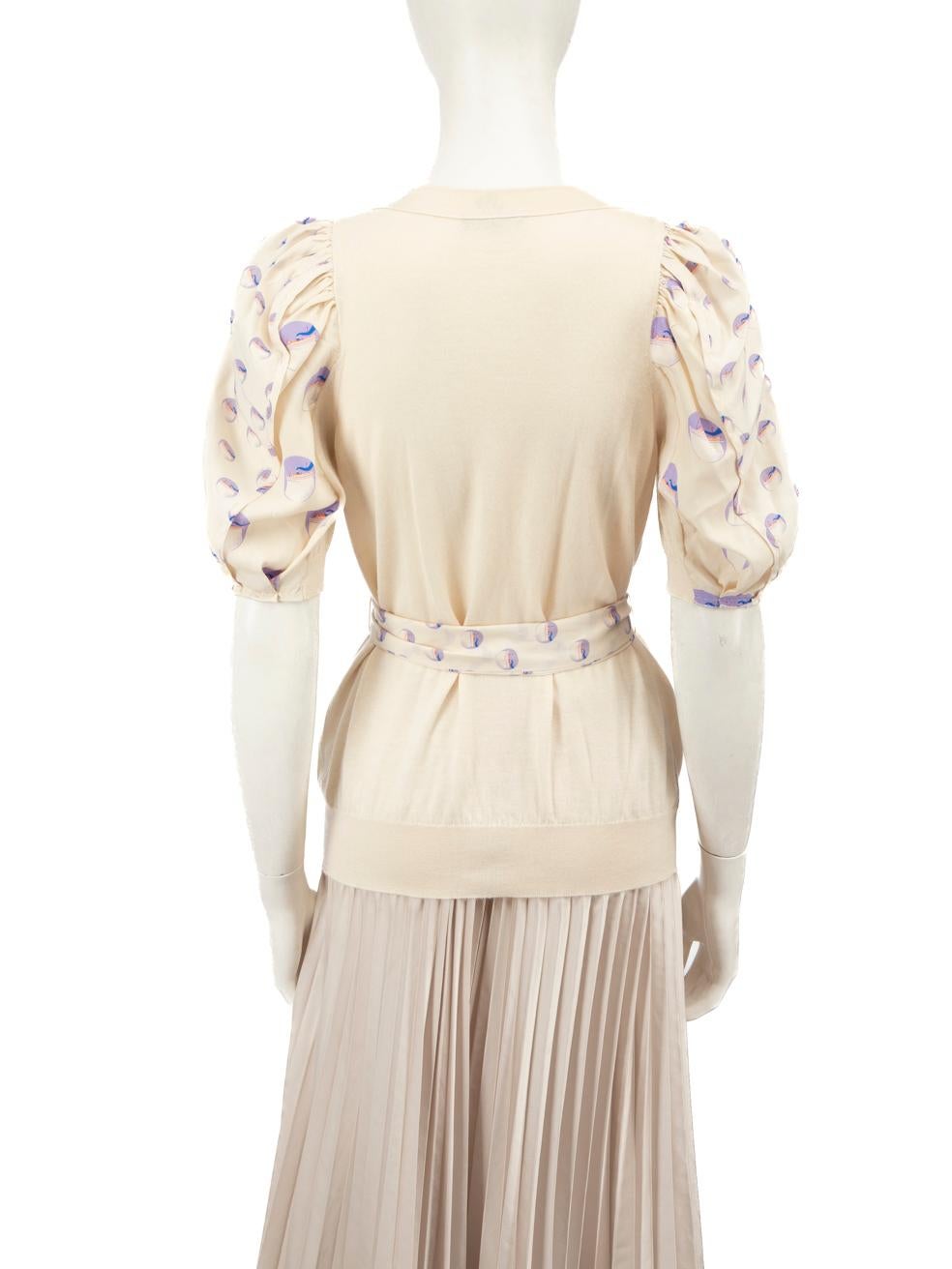 Louis Vuitton Beige Cashmere Graphic Belted Top Size XS In Good Condition In London, GB