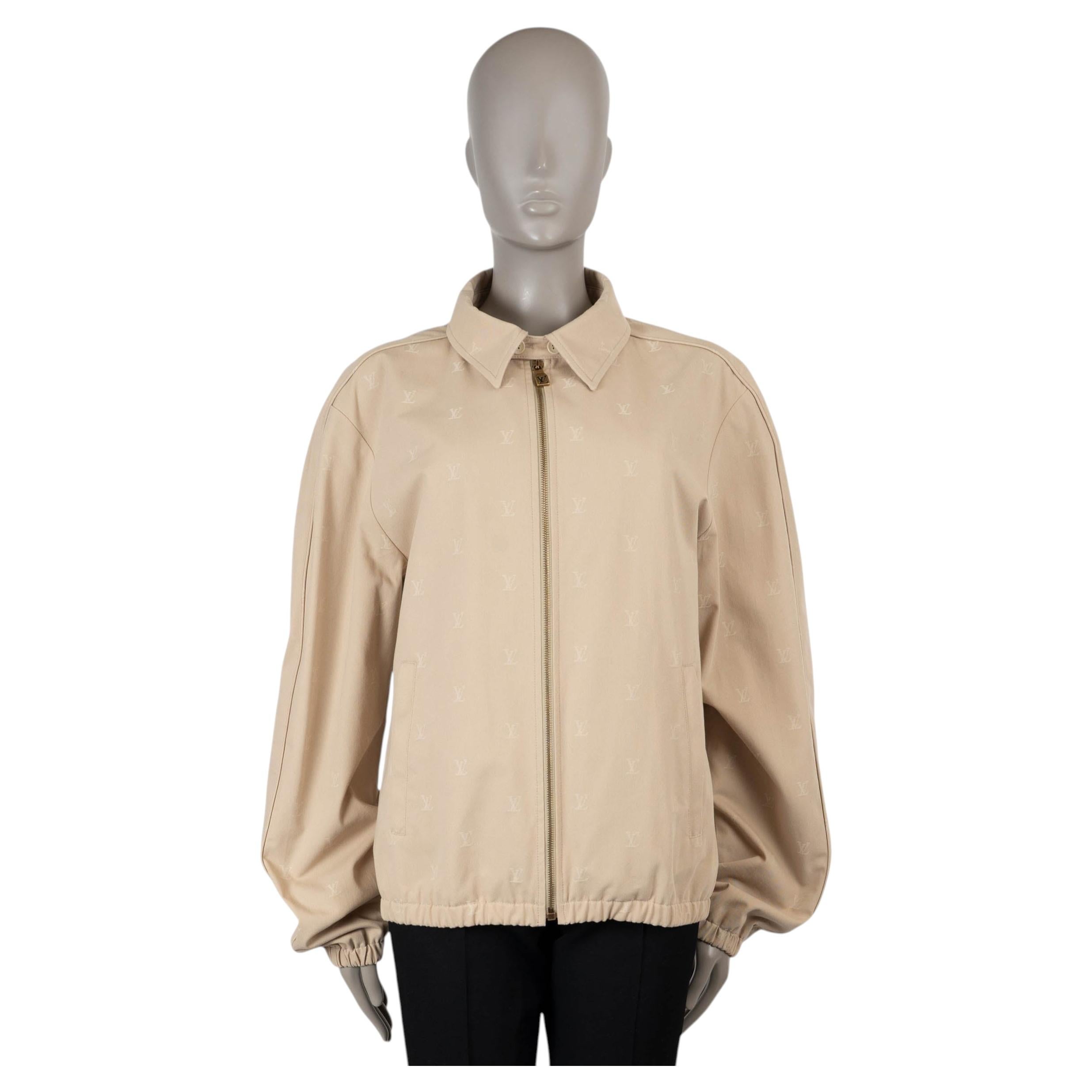 LOUIS VUITTON beige cotton 2024 MONOGRAM JACQUARD Jacket mens 50 L