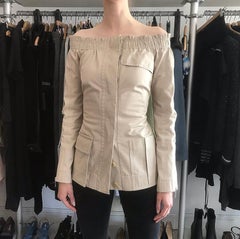 Louis Vuitton Beige Cotton Off Shoulder Fitted Jacket - 38