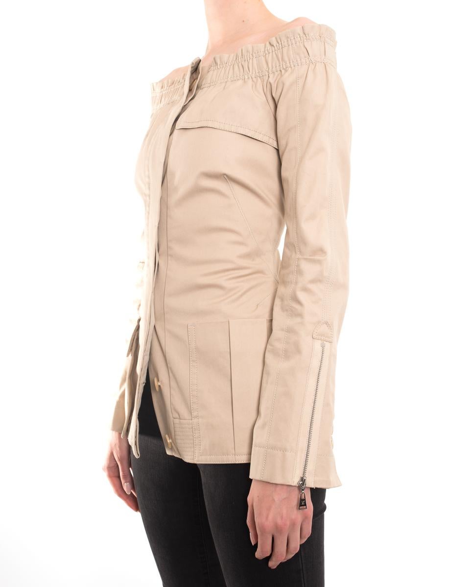 Women's Louis Vuitton Beige Cotton Off Shoulder Fitted Jacket - 38 For Sale