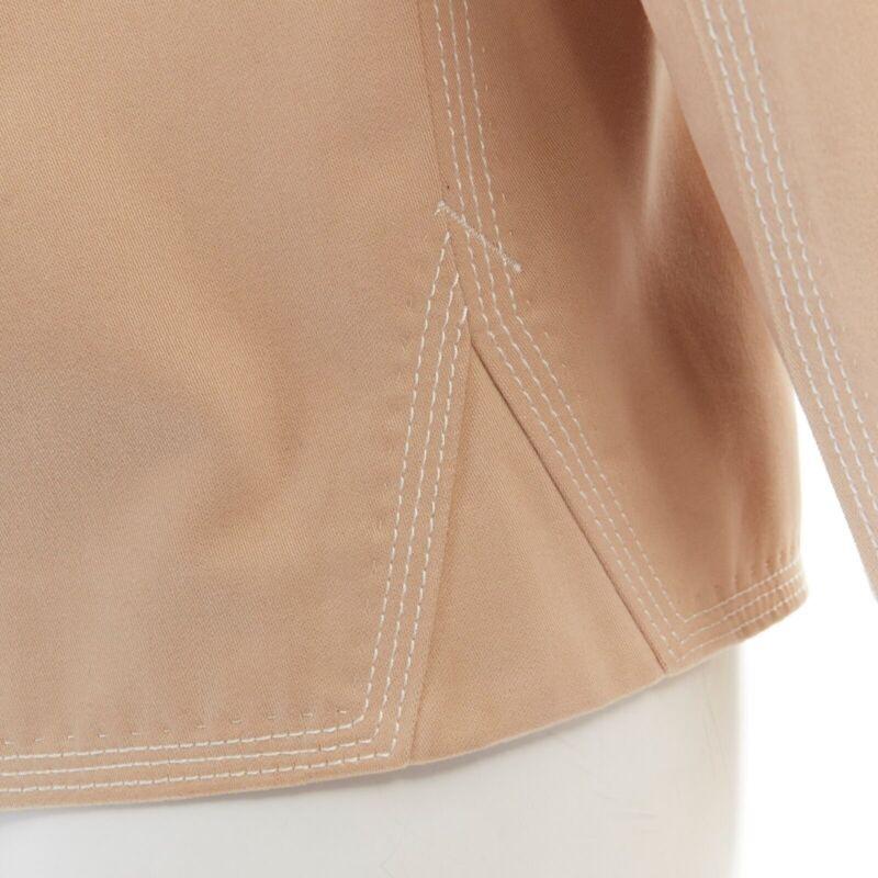 LOUIS VUITTON beige cotton white overstitched pocket detail shirt jacket FR36 S For Sale 5