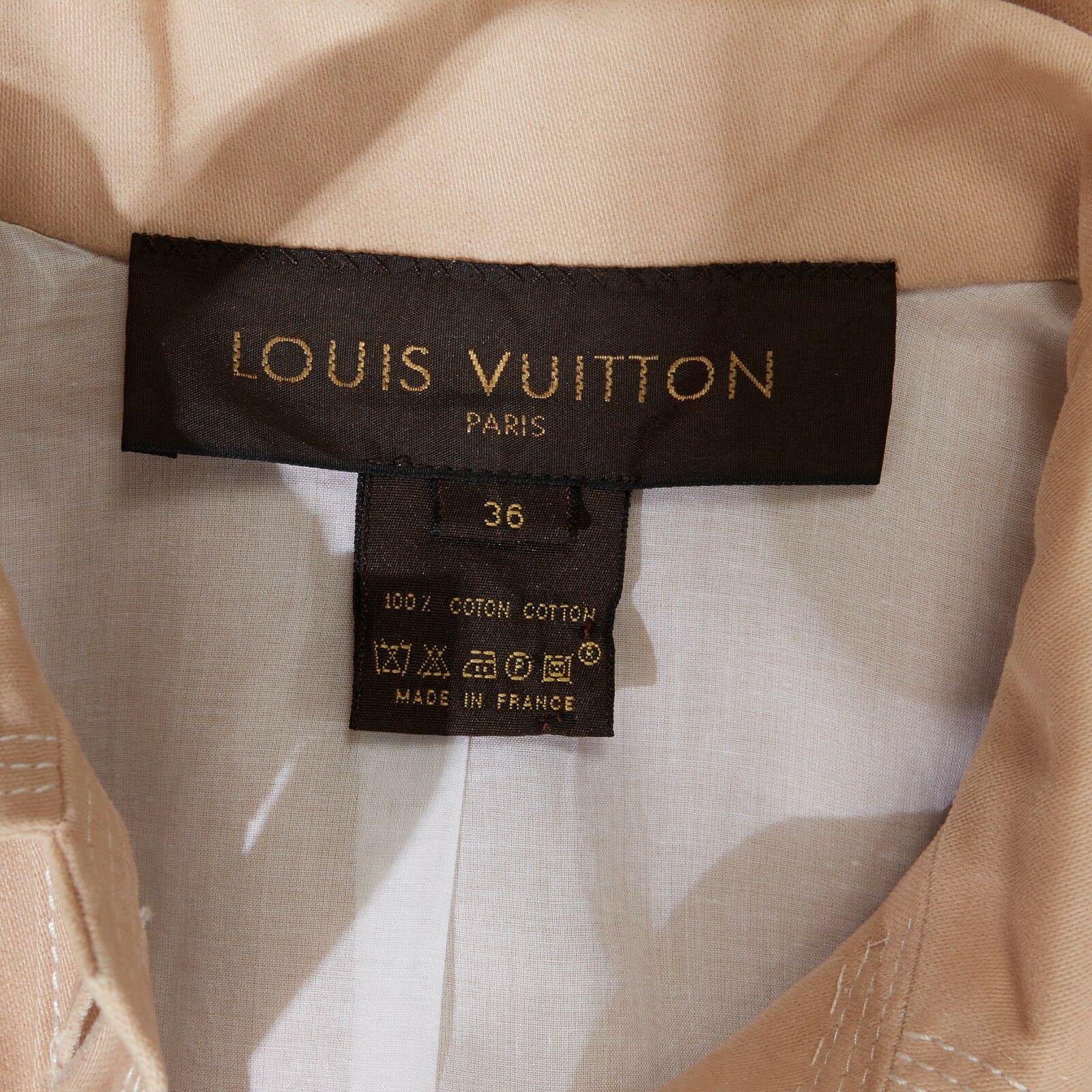 LOUIS VUITTON beige cotton white overstitched pocket detail shirt jacket FR36 S 4