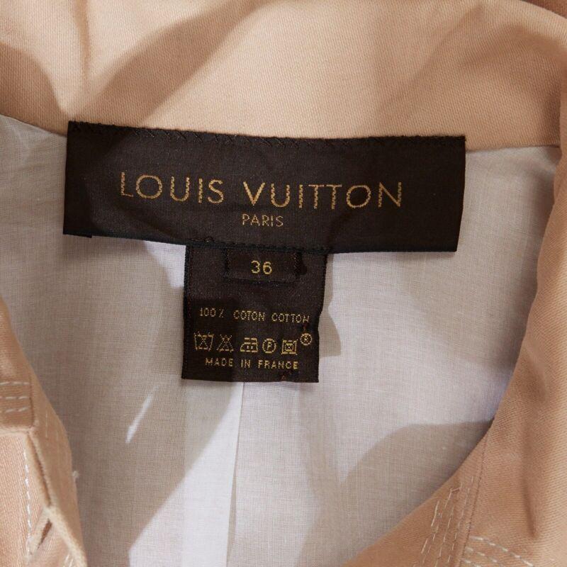 LOUIS VUITTON beige cotton white overstitched pocket detail shirt jacket FR36 S For Sale 6