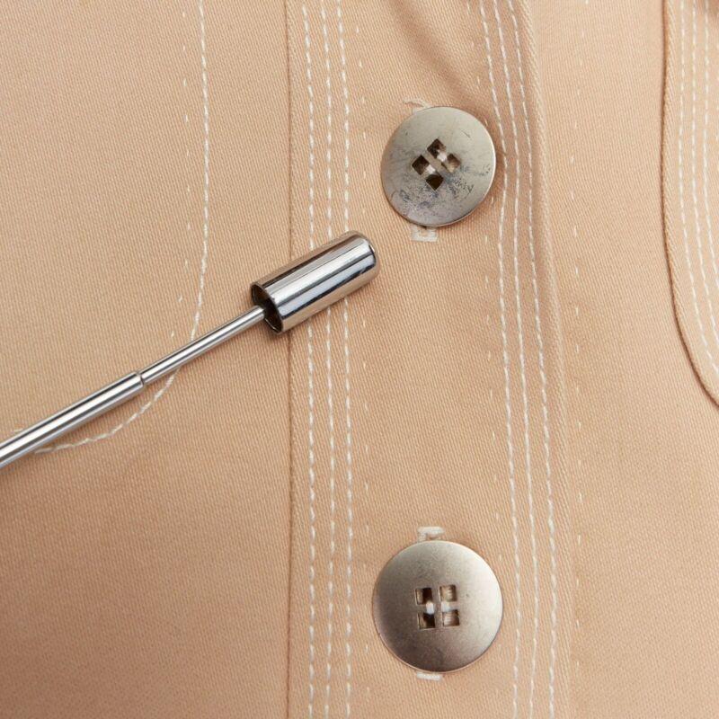 LOUIS VUITTON beige cotton white overstitched pocket detail shirt jacket FR36 S For Sale 2