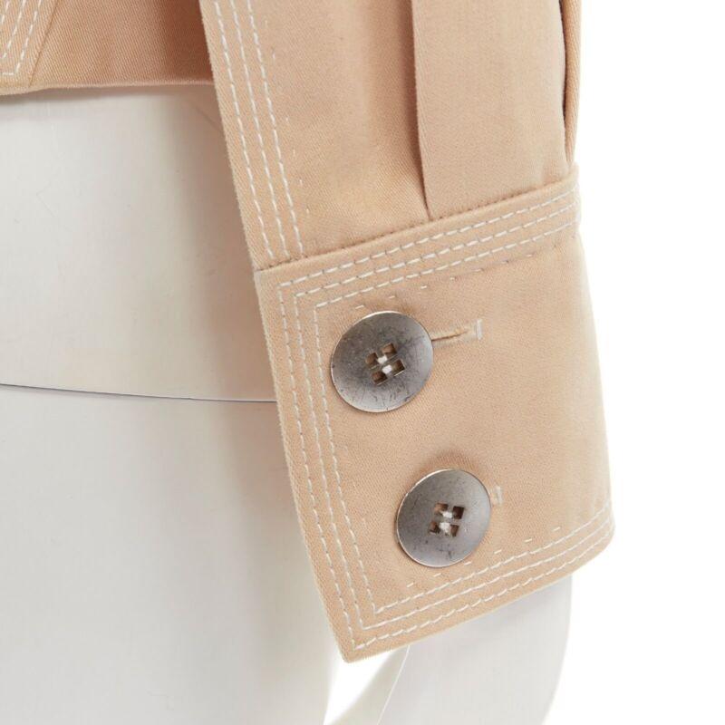 LOUIS VUITTON beige cotton white overstitched pocket detail shirt jacket FR36 S For Sale 3