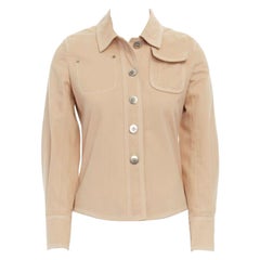 LOUIS VUITTON beige cotton white overstitched pocket detail shirt jacket FR36 S