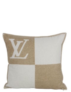 Cojín Almohada Louis Vuitton Beige/Crema Lana y Cachemira Checkmate