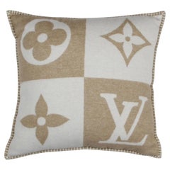 Cojín Almohada Louis Vuitton Beige/Crema Lana y Cachemira Checkmate