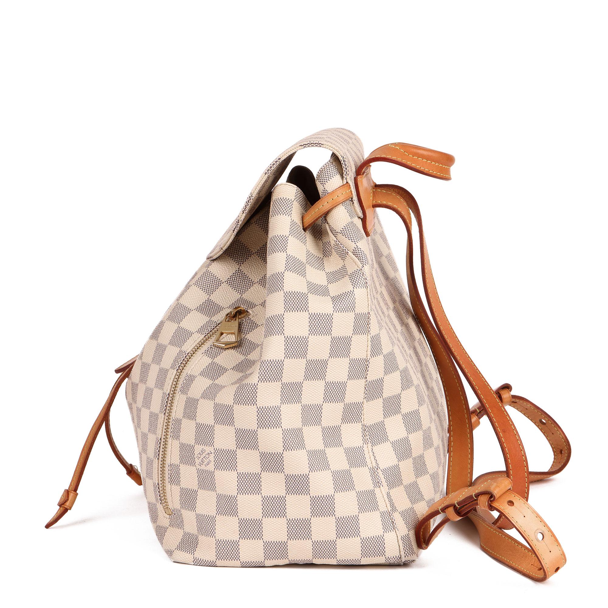 Louis Vuitton Beige Damier Azur Monogram Coated Canvas & Vachetta Leather Speron 6