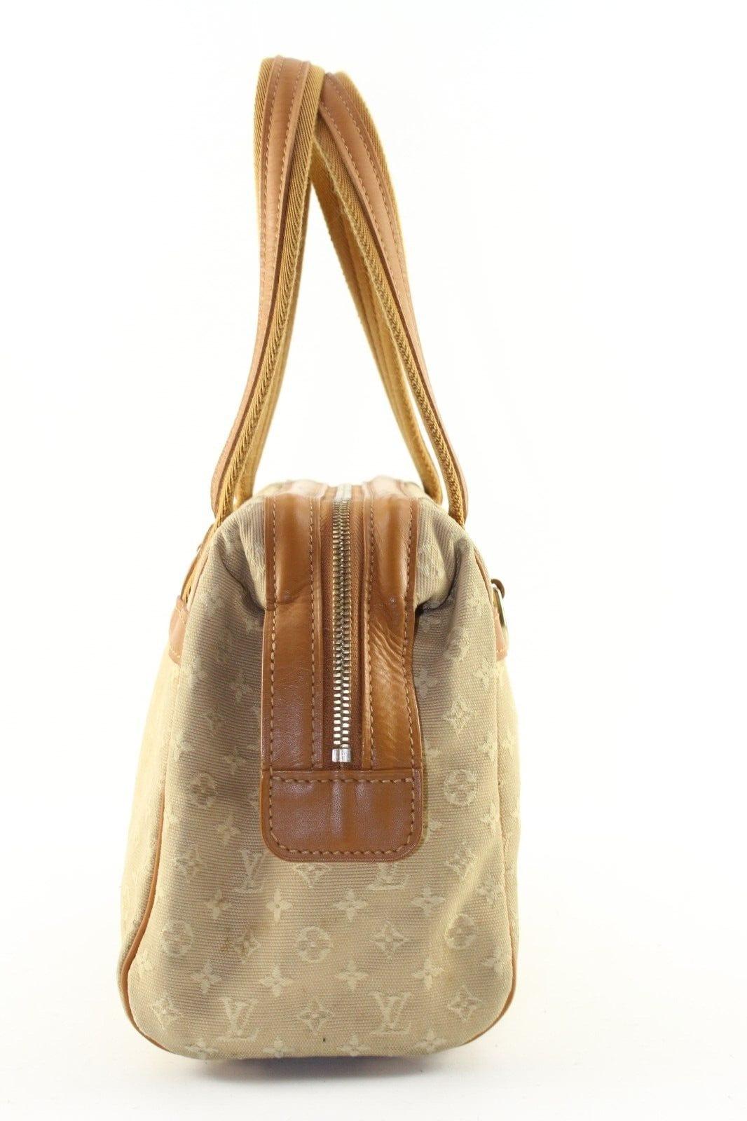 LOUIS VUITTON Beige Denim Canvas Monogram Mini Lin Josephine PM Boston 1LV1213K In Fair Condition In Dix hills, NY