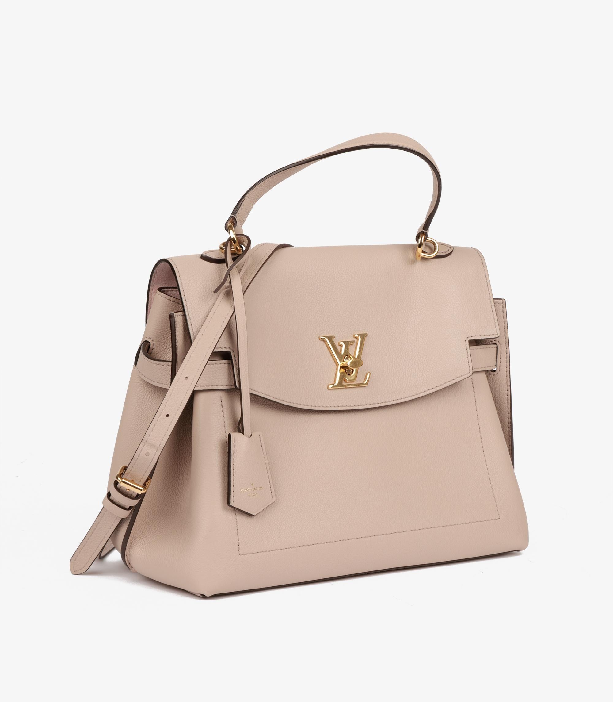 Louis Vuitton Beige Grained Calfskin Leather Lockme Ever MM In Excellent Condition In Bishop's Stortford, Hertfordshire