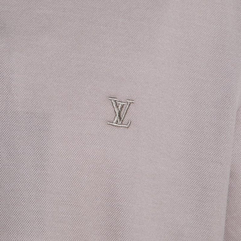 Louis Vuitton Beige Honeycomb Knit Logo Embroidered Polo T-Shirt 4XL ...