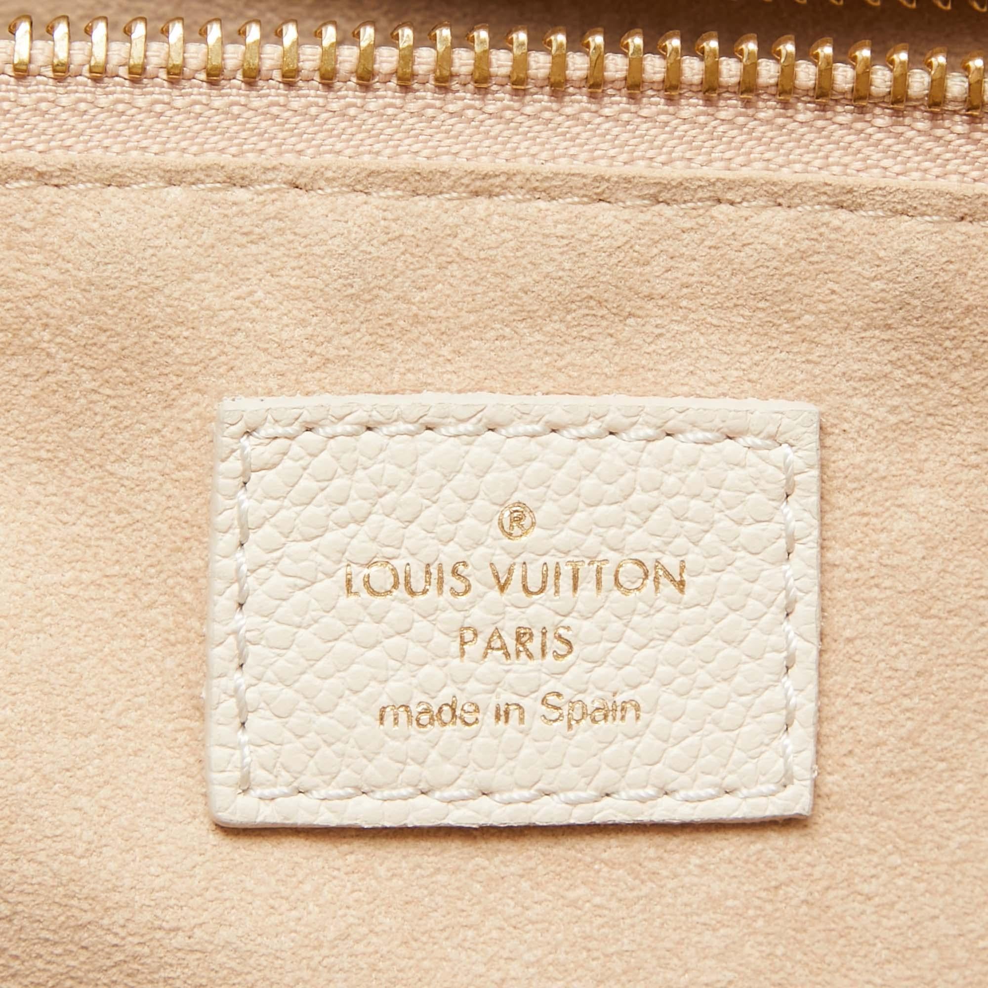 Louis Vuitton Neverfull MM Tasche aus Empreinte-Leder in Beige/Khakigrün mit Monogramm im Angebot 8