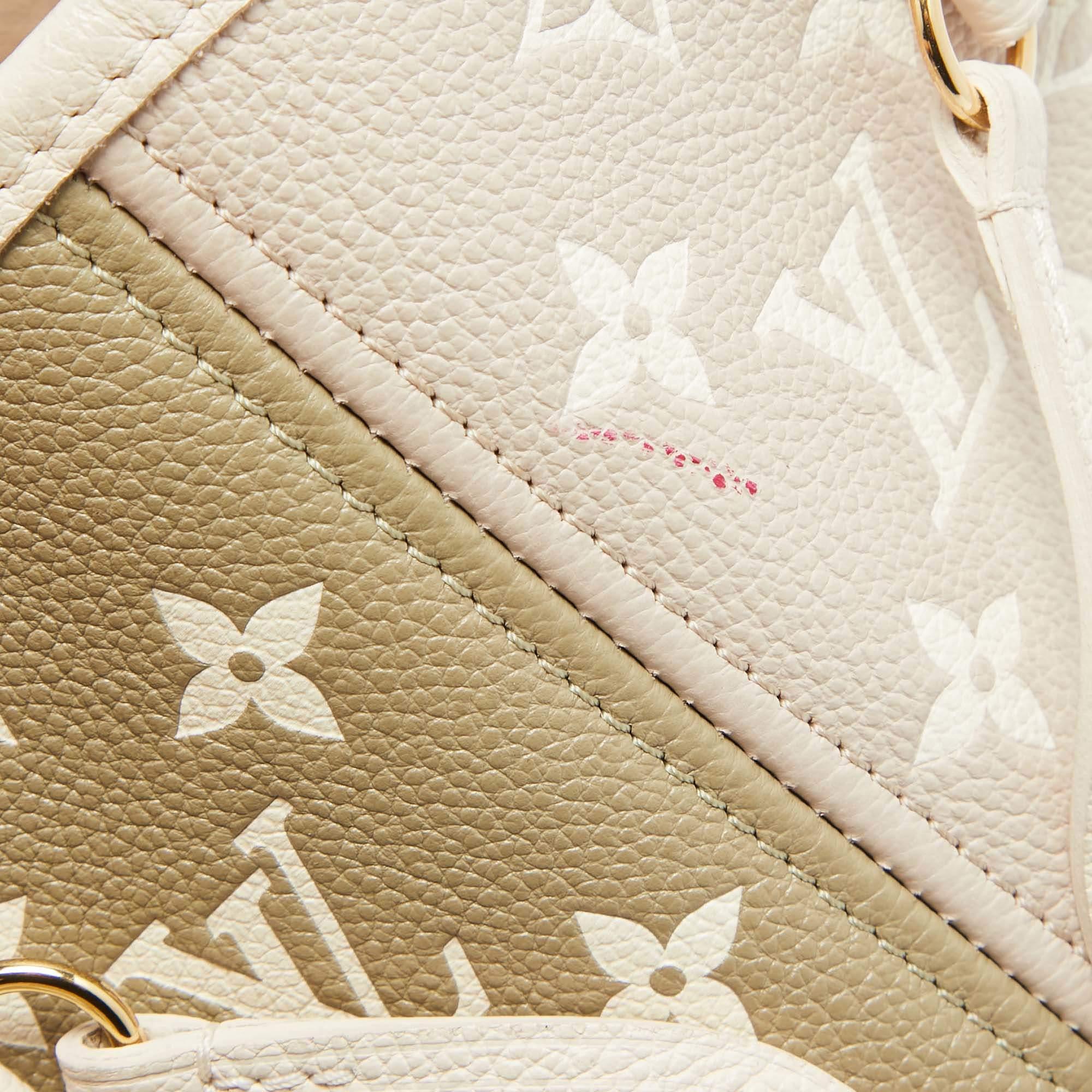 Louis Vuitton Neverfull MM Tasche aus Empreinte-Leder in Beige/Khakigrün mit Monogramm 10