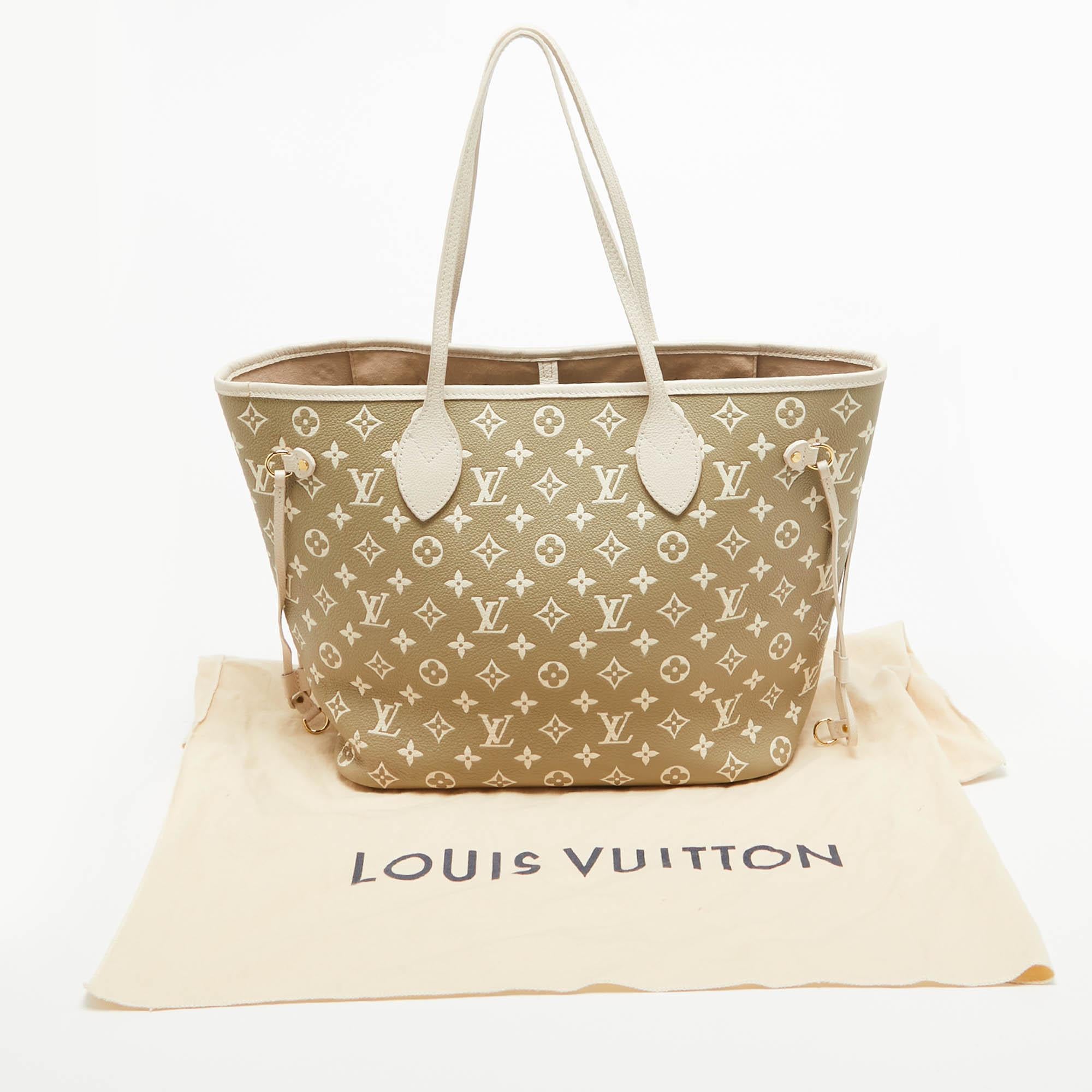 Louis Vuitton Beige/Khaki Green Monogram Empreinte Leather Neverfull MM Bag 1