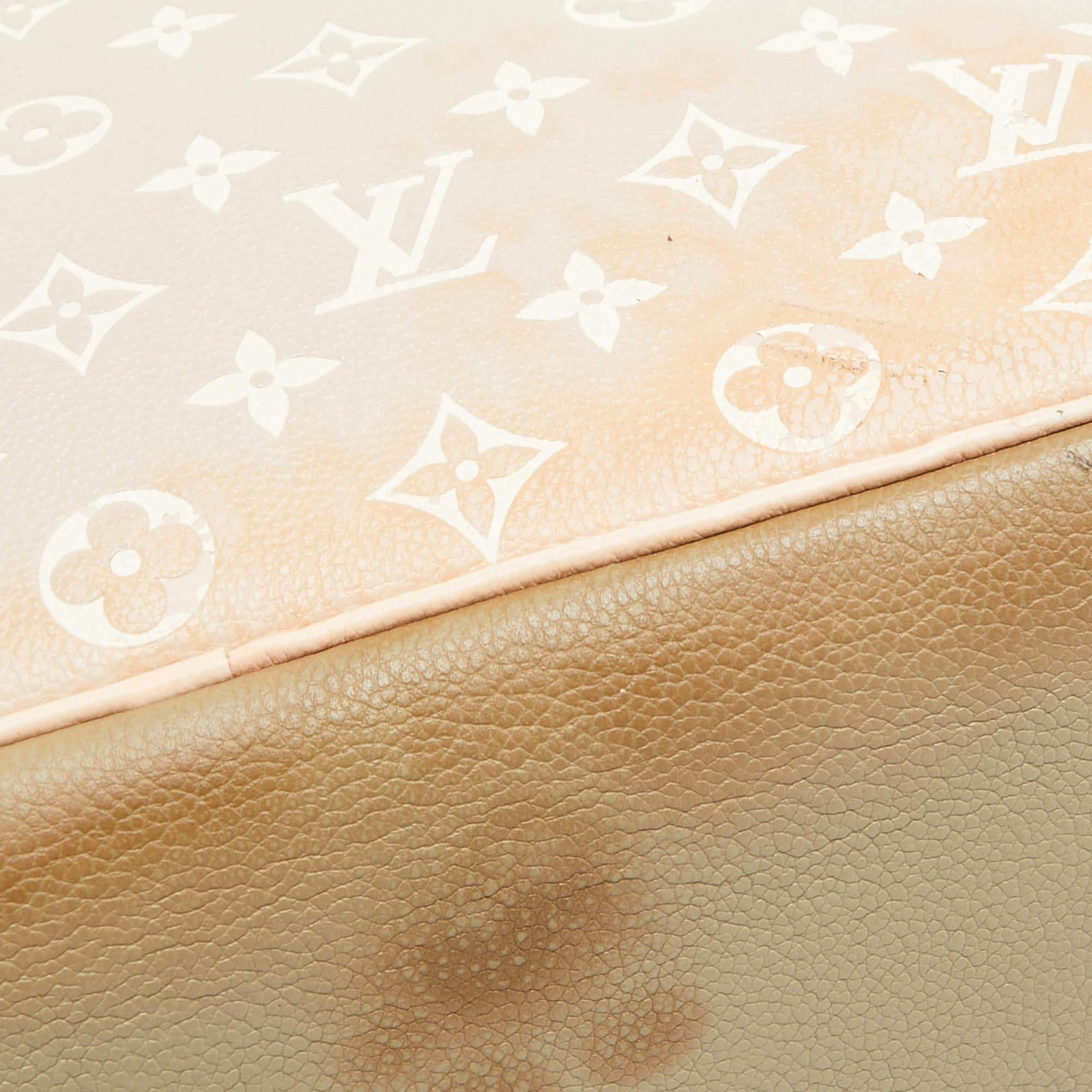 Louis Vuitton Neverfull MM Tasche aus Empreinte-Leder in Beige/Khakigrün mit Monogramm 5