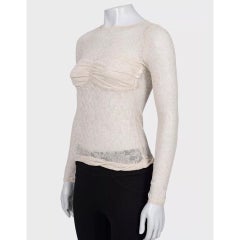 Louis Vuitton Beige Lace Body-Con Top Sz.36