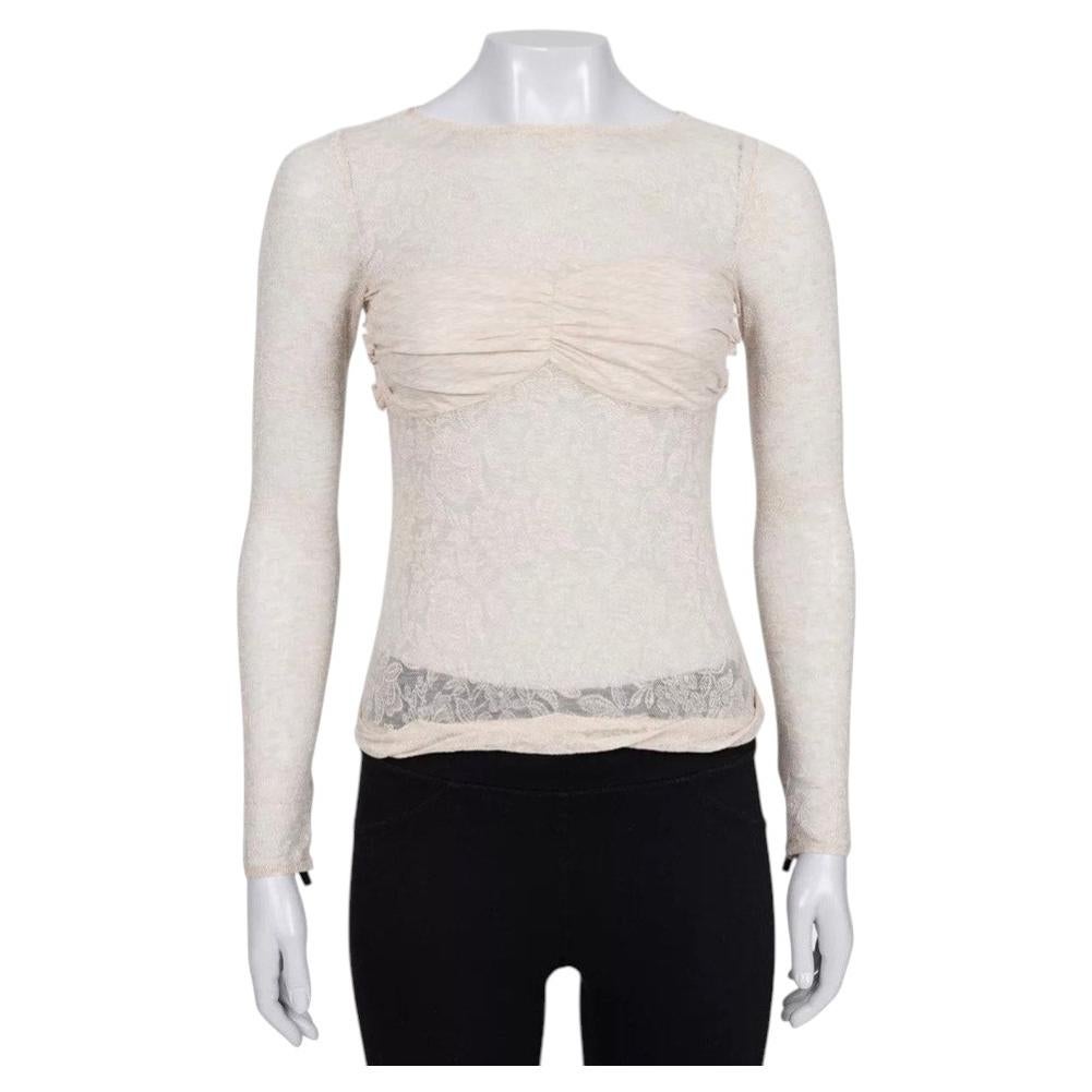 Haut moulant en dentelle beige Louis Vuitton, taille 36