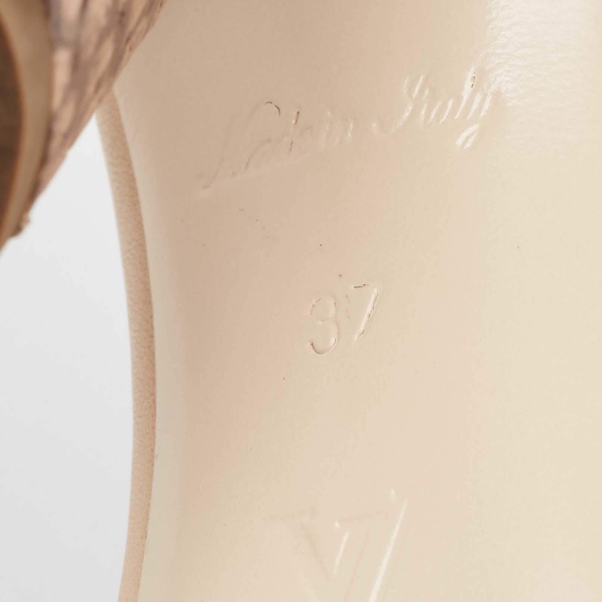Louis Vuitton Beige Leather Ankle Tie Sandals Size 37 For Sale 5