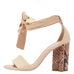 Louis Vuitton Beige Leather Ankle Tie Sandals Size 37