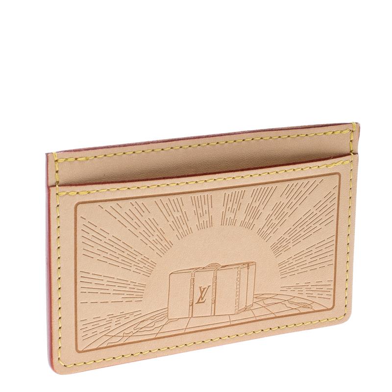 Beige Louis Vuitton - Porte-cartes Earth Trunks en cuir beige