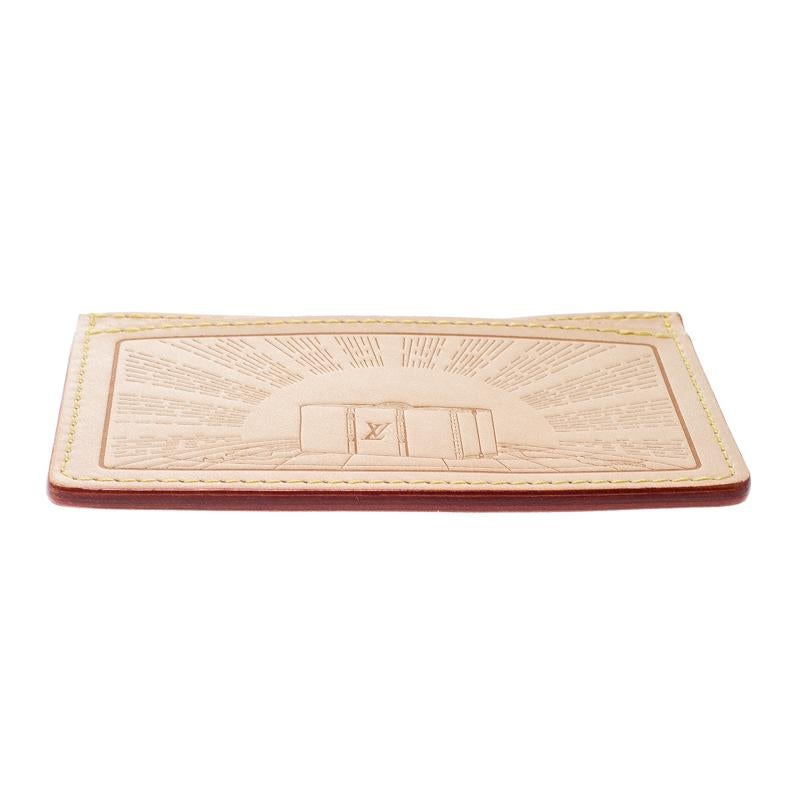 Louis Vuitton - Porte-cartes Earth Trunks en cuir beige 4