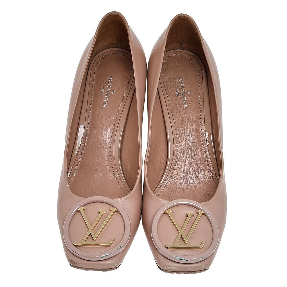 Louis Vuitton Beige Leather Madeleine Square Toe Pumps Size 36 In Fair Condition In Dubai, Al Qouz 2