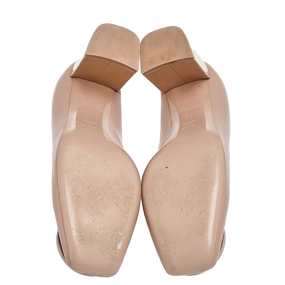 Louis Vuitton Beige Leather Madeleine Square Toe Pumps Size 36 2