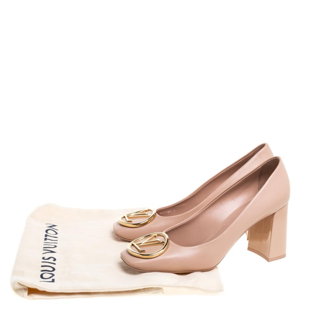 Louis Vuitton Beige Leder Madeleine Square Toe Pumps Größe 40 4