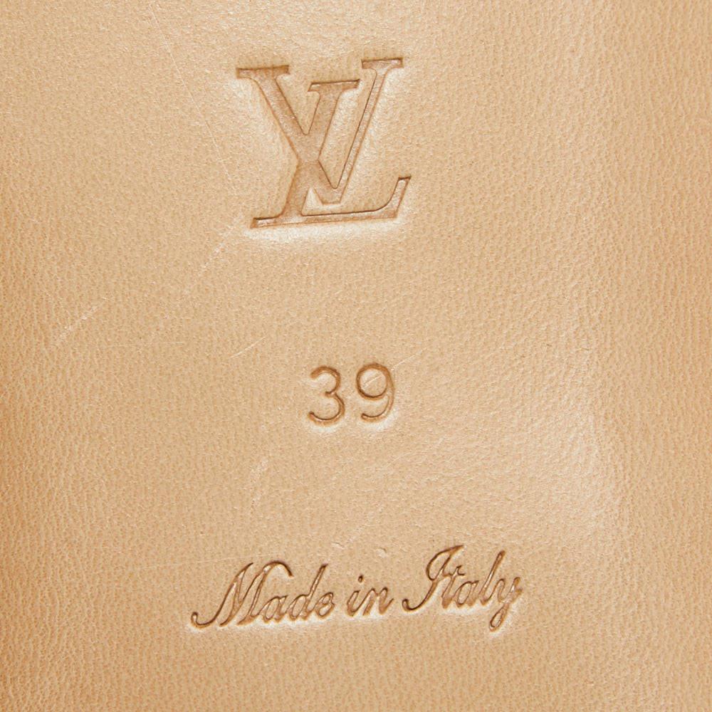 Louis Vuitton Beige Leather Slide Flats Size 39 3