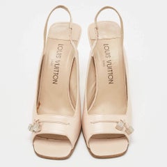 Louis Vuitton Beige Leather Slingback Peep Toe Pumps Size 36