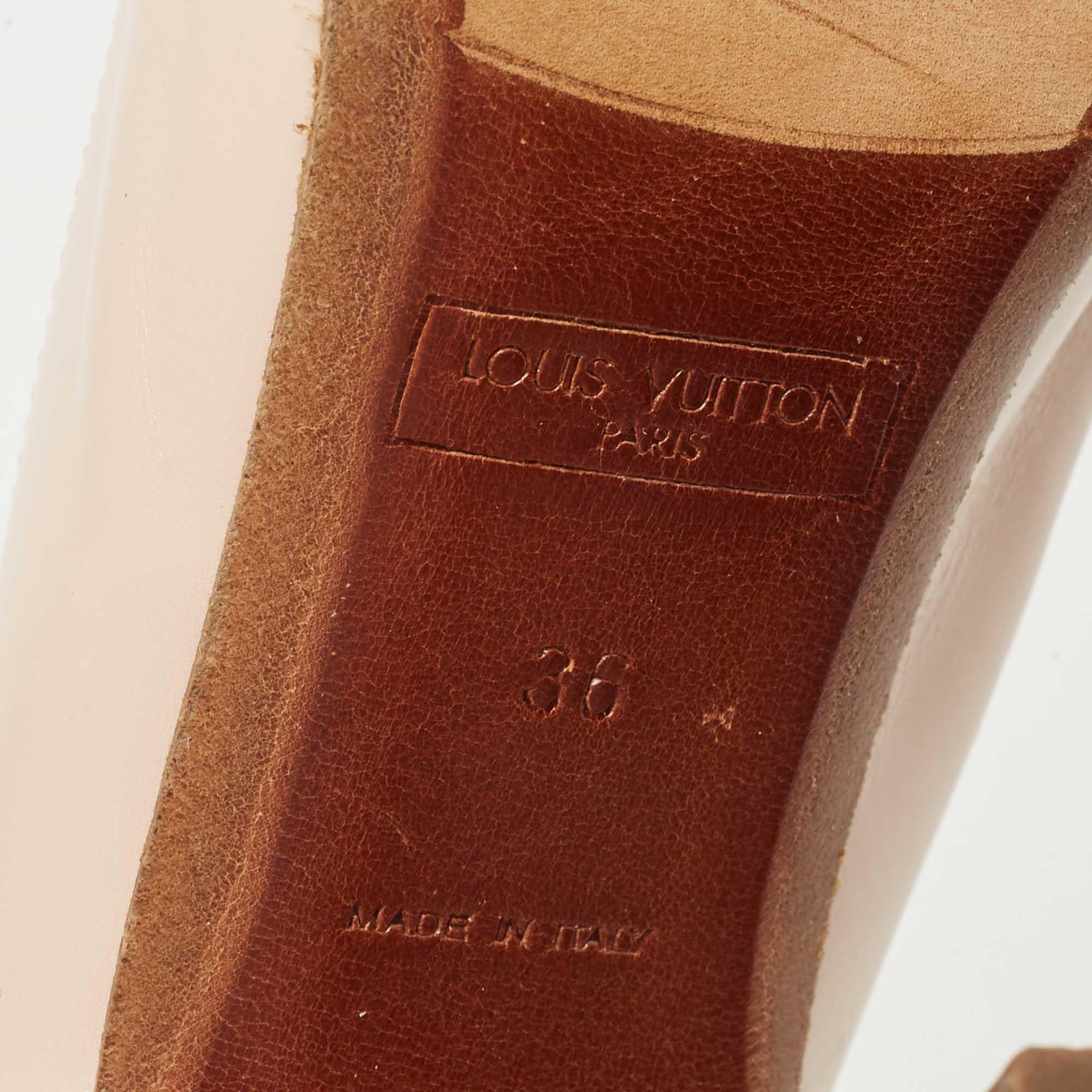 Louis Vuitton Beige Leather Slingback Peep Toe Pumps Size 36 3